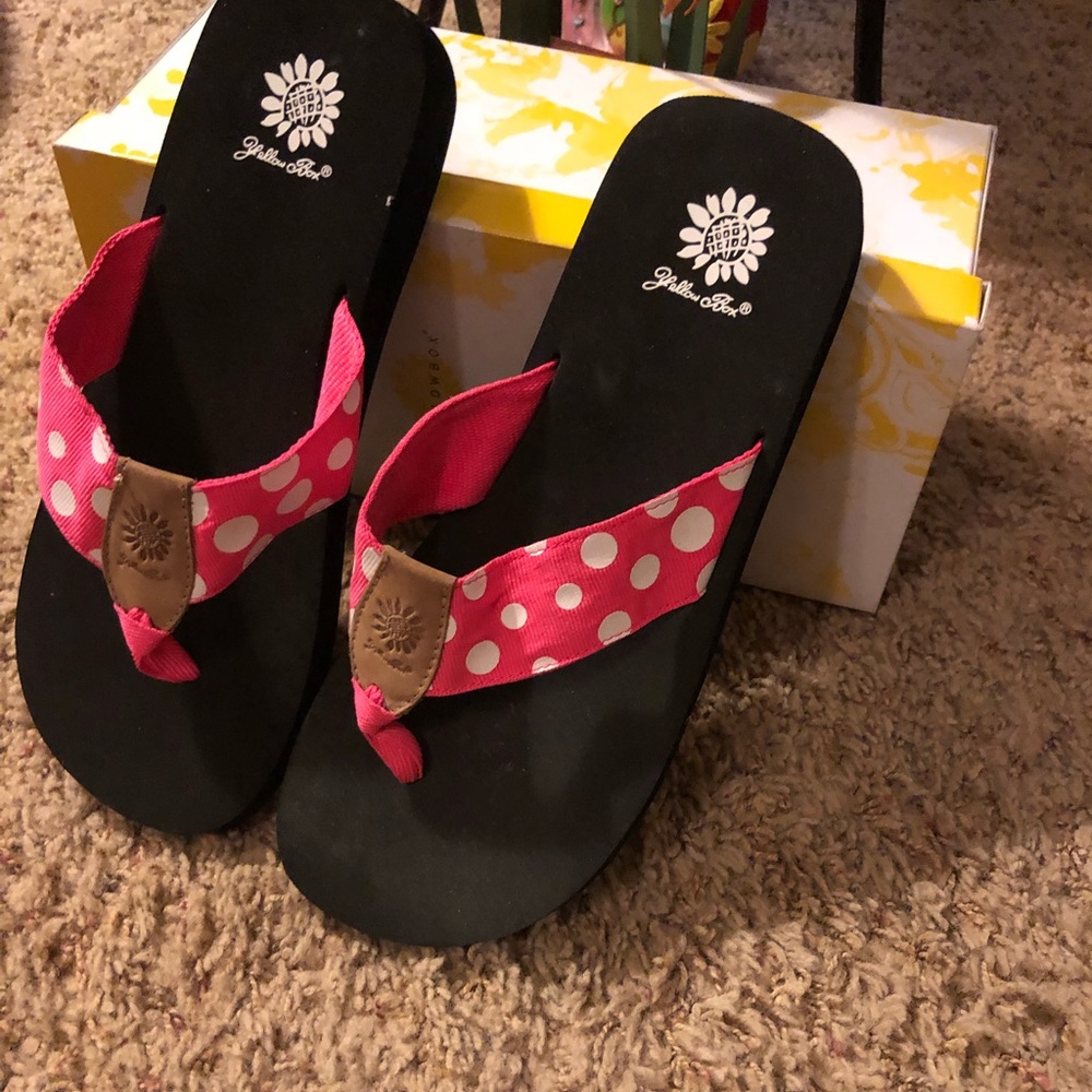 Pretty Yellow -box Flip-flops; original packing.